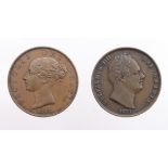 Halfpennies (2): 1831 VF, and 1848/7 VF-GVF