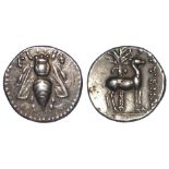 Ancient Greek, silver drachm [4.2g.] of Ephesos, Ionia, obverse:- Bee, reverse Stag standing to