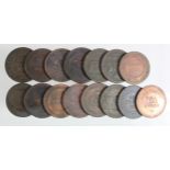 Tokens, 19thC (15) copper Pennies, Fair to VF