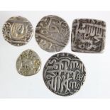 Indian States Silver (5) ancient to 19thC/Mughal Rupees and other, F to EF