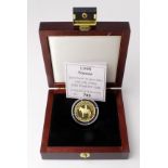 Samoa 14ct gold proof $50 1998, Queen Elizabeth the Queen Mother 'Lady of the Century', FDC cased