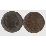 Third Farthings (2) 1866 GVF, and 1868 VF