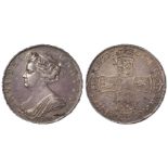 Halfcrown 1703 Tertio, VIGO below bust, S.3580, toned aEF, a surface flaw below bust and some carbon