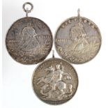 Army Temperance Association, 3x silver medals 1893-1901, F-VF, edge knocks.