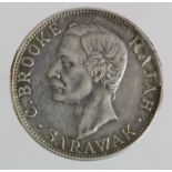 Sarawak, C. Brooke Rajah 50 Cents 1900H, VF ex-mount solder remnants, a few scratches.