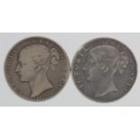 Crowns (2): 1845 cinquefoils Fine, ex-mount, and 1847 XI VG