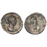 Lucilla silver denarius, Rome Mint 166-169 AD. Reverse: VENVS VICTRIX, Venus standing facing, head