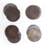 GB Pennies (8) Queen Victoria 'bun head': 1863 VF, 1868 VF, 1870 VF, 1871 porous GF, 1872 GVF,