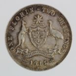 Australia Two Shillings 1915H, VF-GVF