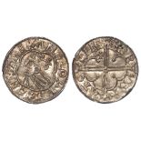 Cnut, Quatrefoil type silver penny c.1017-23, rare variant with cross pattée in upper left