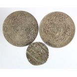 Indian State Hyderabad (3) 2x milled silver Rupees and a 'dump' silver Rupee, VF-EF