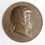 Austrian Commemorative Plaque, bronze d.75mm: 'W. A. MOZART, 1756-1791' portrait r., aEF