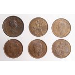 GB Copper & Bronze Pennies (6): 1806 GF, 4x 1944 EF, and 1945 EF