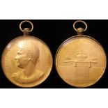 British Commemorative Medal, gilt d.54mm in a gilt, glazed capsule suspension: Coronation of