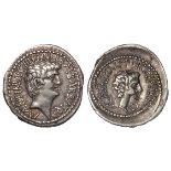 Mark Antony and Octavian silver denarius, struck Ephesus Spring-Summer 41 BC. Sear 1504, reverse