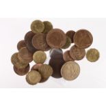 GB Coins (27) predecimal bronze and brass, mixed grade, key date brass 3d's noted.