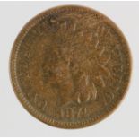 USA Indian Head Cent 1874 GF