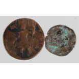 India (2); a Kushan bronze coin GF, and a Gupta silver minor Fine.