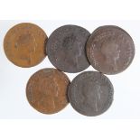 Tokens, 18thC (5) North Wales Farthings 1793, F-VF