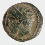 Ancient Greek bronze of 17mm., of the Macedonian Kingdom, Philip II, obverse:- Young male head,