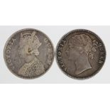 India (2) Silver Rupees: East India Co. 1840 nEF, and 1862 GVF/nEF
