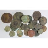 Ancient Bronze Coins (22) mostly Roman, mixed grade.