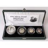 Royal Mint: 1997 Silver Proof Britannia Collection (4 coins) FDC, a little toning, cased with