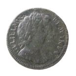 Farthing 1694 single exergue line, Peck 619, rare, dark GF or nVF, ex-Lockdales A160, L1658.