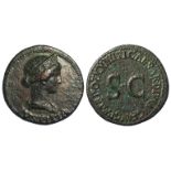 Livia, Wife of Augustus, mother of Tiberius, brass dupondius, Rome Mint 22-23 AD. Obverse: