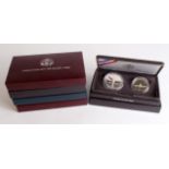 USA Commemorative boxed sets (5) All containing Silver Proof Dollar along with Clad Half-Dollar.