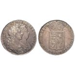 Halfcrown 1689 Primo, 1st shield, caul only frosted, with pearls, S.3434, VF