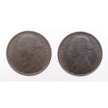 Pennies (2): 1892 EF trace lustre, and 1893 EF