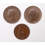 Fractional Farthings (3): Third Farthing 1835 VF die flaw obv, Half Farthing 1843 EF trace lustre,