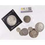 World Coins (9), mostly USA silver Morgan Dollars to Dimes, 19th-20thC, plus a British North