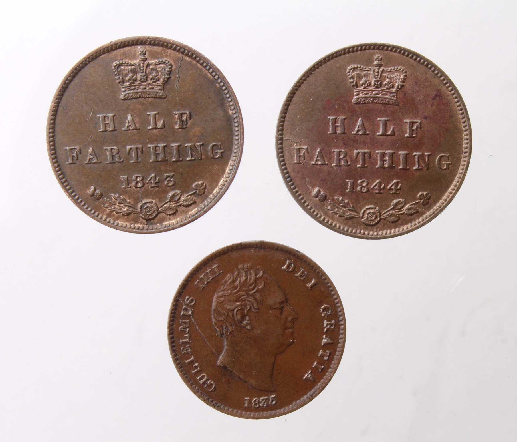 Fractional Farthings (3): Third Farthing 1835 VF die flaw obv, Half Farthing 1843 EF trace lustre, - Image 2 of 2