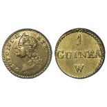 Coin Weight: George II portrait brass 1 Guinea weight EF