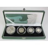 Royal Mint: 2003 Silver Proof Britannia Collection (4-coin set) lightly toned FDC, cased with cert.