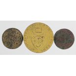 Tokens (3) a Cronebane Irish Mine Halfpenny 1789 gilt VF, a Kings Lynn Farthing 1669 Fair, and