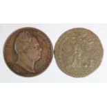 British Commemotative Medals (2) bronze d.53mm: Death of William Pitt 1806 (medal) by T. Webb, see