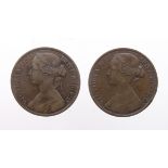 Pennies (2): 1864 crosslet 4 and 1864 serif 4, GF