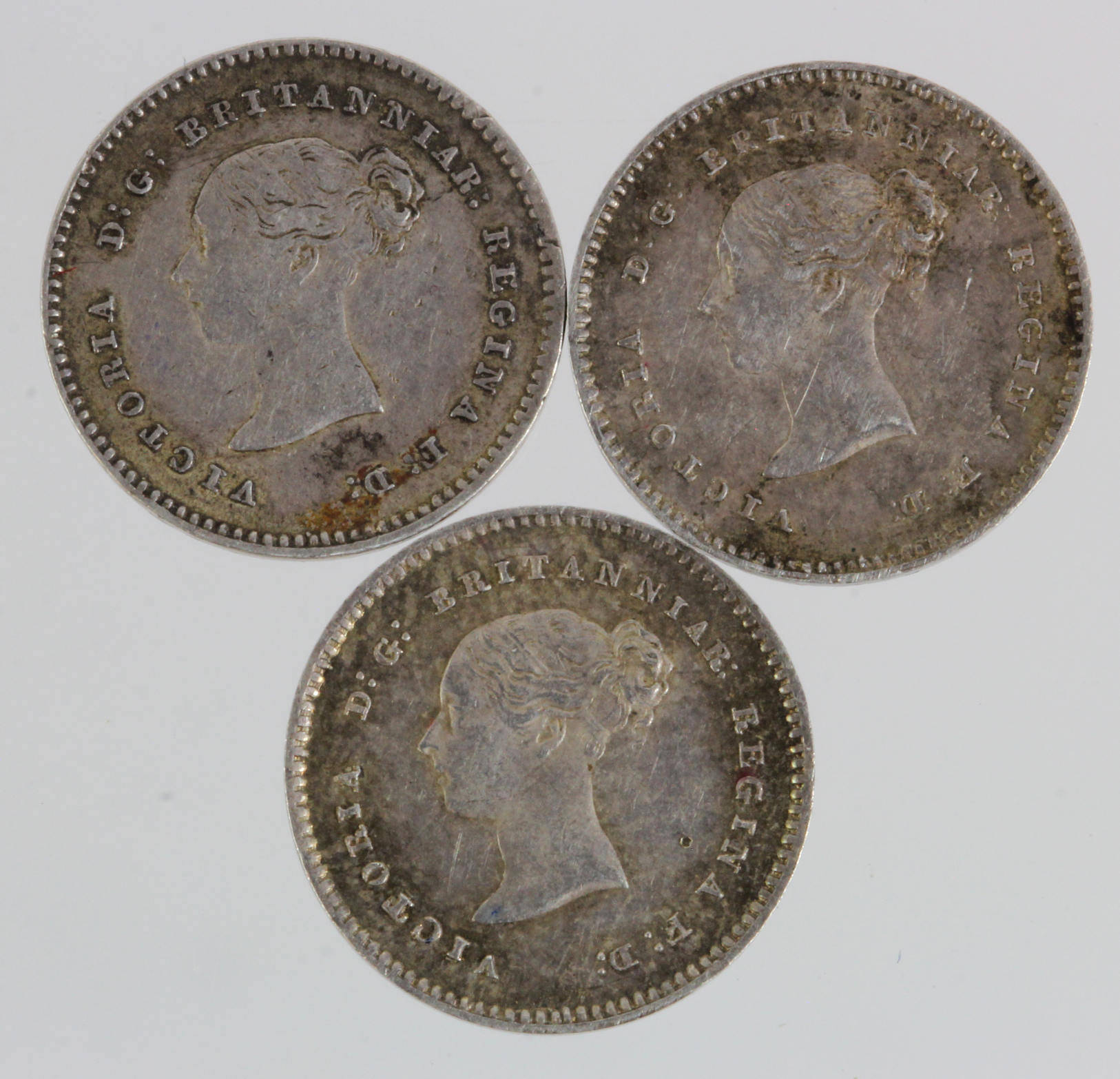 Maundy Twopences (3): 1838 VF currency(?), 1846 EF, and 1873 nFDC - Image 2 of 2