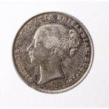 Shilling 1843, scarce date, speckled tone GVF