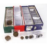 GB Copper & Bronze, a collection in 4 stock boxes, 19th-20thC, mixed grade, in plastic packets.