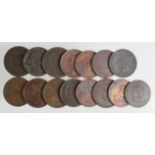 Tokens, 19thC (15) copper Halfpennies, Fair to VF