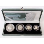 Royal Mint: 2003 Silver Proof Britannia Collection (4 coins) FDC, a little toning, cased with