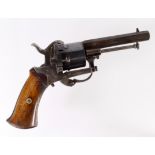 19th century Belgium pin fire pocket revolver in good condition with most of its original bluing.