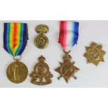 1915 Star (T-1182 Pte J Smith ASC), Victory Medal (31287 Pte E J Hulston R.W.Fus) entitled to a