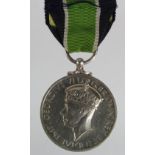 Colonial Police Forces Medal for long service and good conduct, GVIR issue. Name erased. NEF. (