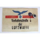German Flak armband and two air raid protection stickpins.