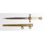 German Naval Dagger with Scabbard, blade maker marked 'Original Eickhorn Solingen'. Blade and